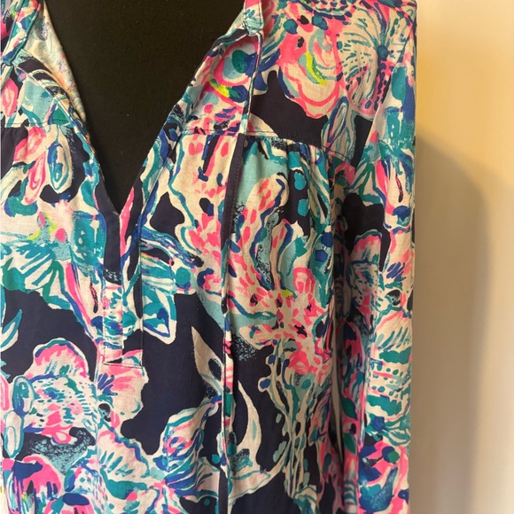 Lily Pulitzer Floral Blouse with Tassels medium - Picture 3 of 10